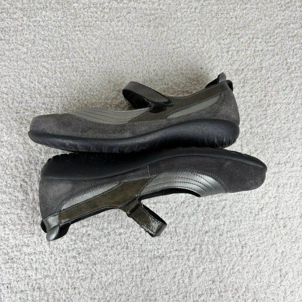 Naot Shoes Womens 41 US 10 Kirei Mary Jane Gray Hook & Loop Comfort Round Toe‎